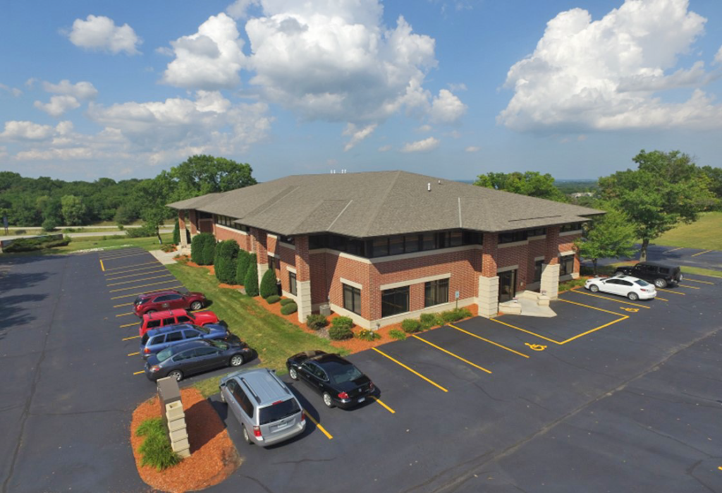 Delafield Office Space for Lease at Hillside Office Center.  Modern Prairie style building and surrounding area.