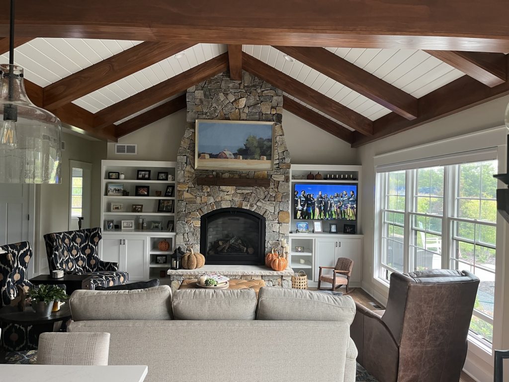 Interior view of the Living Room in the Cedarville custom home built by Mikkelson Builders